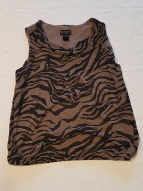 Enfocus Studio Brown & Black Zebra-Stripe Sleeveless Tank